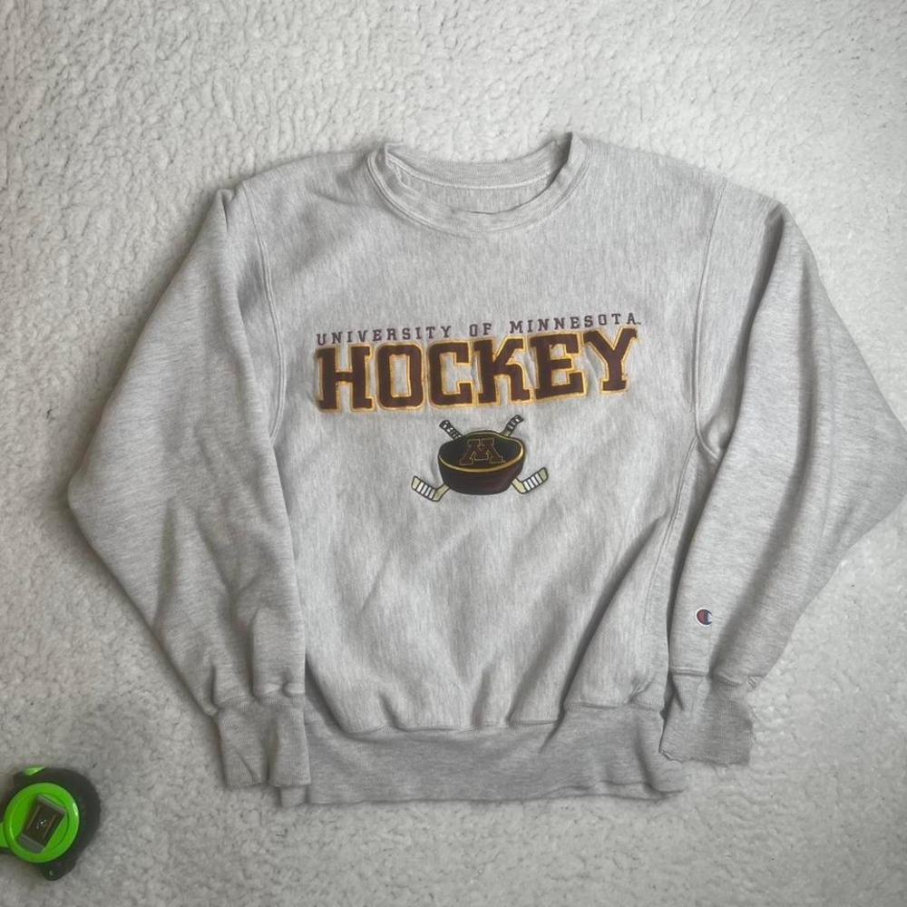 Vintage champion reverse weave U of Minnesota hockey‎ crewneck embroidered S
